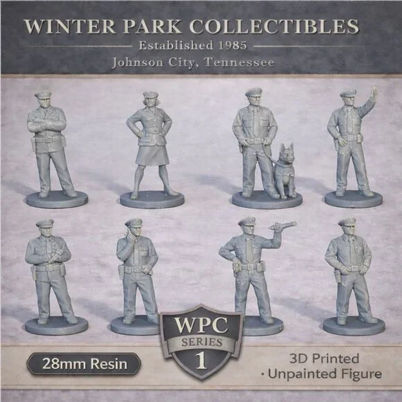 Police Figures – 8 Unpainted Resin Officers for Model Railroad & Dioramas 28mm - Picture 9 of 10